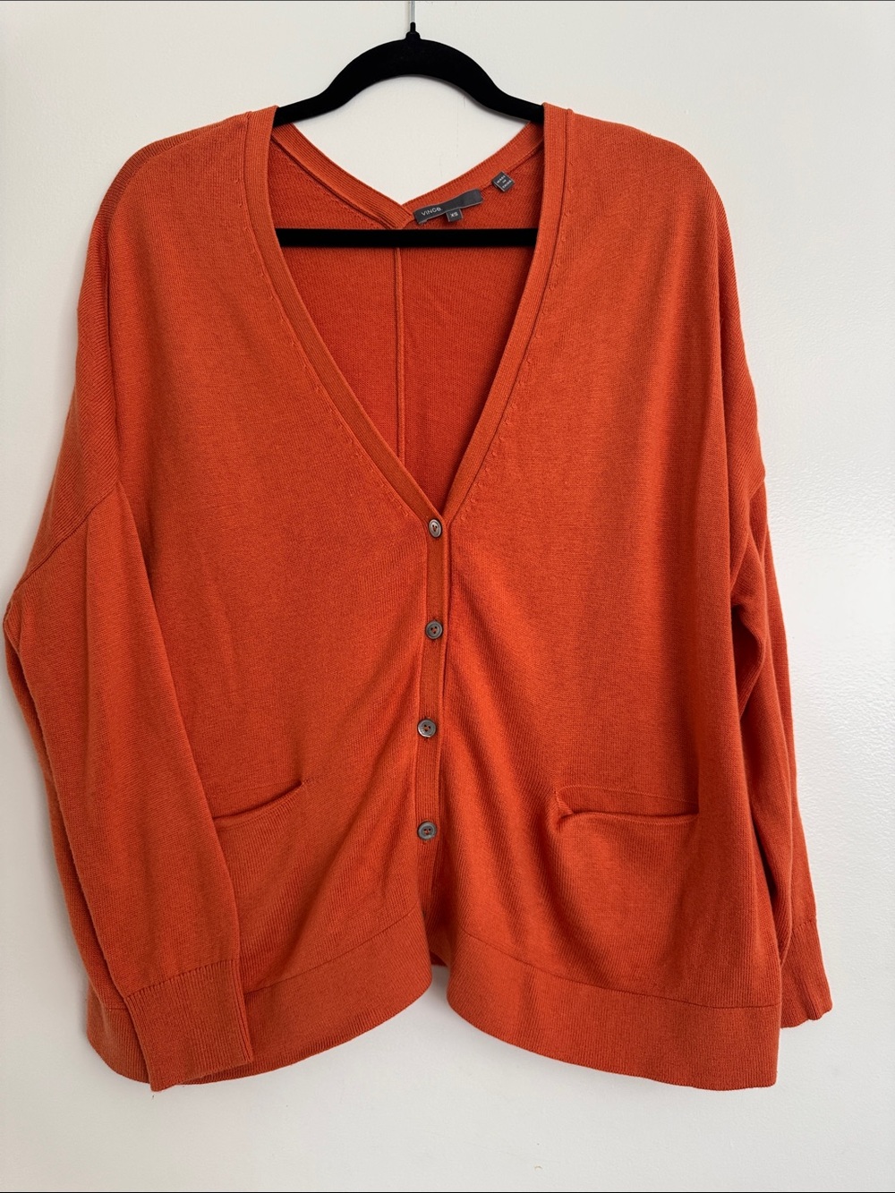 Women's Vince Oversized V-Neck Button Cardigan Sweater - Orange